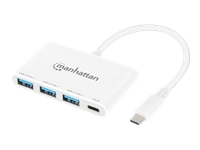 Bild von MANHATTAN 3-Port USB 3.0 Typ-C Hub USB-C-Stecker auf 3x USB-A-Buchsen und 1x Typ C 100 W PD-Buchse 5 Gbit/s USB 3.2 Gen 1 weiss