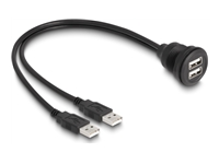 Bild von DELOCK USB 2.0 Kabel 2 x USB Typ-A Stecker zu 2 x USB Typ-A Buchse zum Einbau 1m schwarz