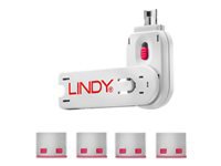 Bild von LINDY USB Portschloesser ROT+key. 4 Schloesser mit 1 Schluessel