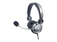 Bild von MANHATTAN Headset SLIM LINE Stereo Flexibles Mikrofon aus Edelstahl Komfortabel gepolsterte Ohrmuscheln Lautstaerkeregelung