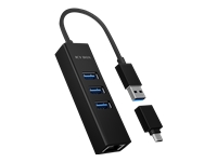 Bild von ICY BOX IB-HUB1419-LAN USB 3.0 Hub und LAN Adapter 4-in-1 – USB 3.0 zu Gigabit LAN + 3x USB 3.0 Hochwertiges Aluminium