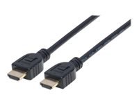 Bild von MANHATTAN High Speed HDMI-Kabel CL3 1m mit Ethernet-Kanal zur Wandinstallation HDMI-Stecker auf HDMI-Stecker geschirmt schwarz