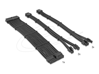 Bild von DELOCK PSU Verlängerungskabel Set 30cm 6-teilig Sleeved mit Kabelkämmen 1 x 24 Pin ATX 2 x 4 + 4 Pin EPS 3 x 6 + 2 Pin PCIe schwarz