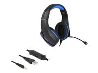 Bild von DELOCK Gaming Headset Over-Ear mit 3,5 mm Klinkenstecker und blauem LED Licht für PC Notebook und Spielekonsolen