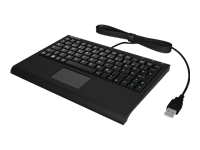 Bild von KEYSONIC ACK-3410 SuperMini-Tastatur schwarz Touchpad ultraflache Bauform SoftSkin X-type technologie blaue Status LEDs USB (DE)