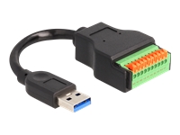 Bild von DELOCK USB 3.2 Gen 1 Kabel Typ-A Stecker zu Terminalblock Adapter mit Drucktaster 15 cm