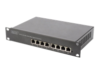 Bild von DIGITUS 25,4cm 10Zoll 8-Port Gigabit Ethernet PoE switch 8 x 10/100/1000Mbps RJ45 PoE 96W inkl. 10Zoll Winkel