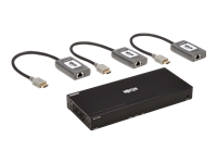 Bild von EATON TRIPPLITE 4-Port HDMI over Cat6 Extender Kit Splitter/3x Pigtail Receivers 4K 60 Hz HDR 4:4:4 PoC 230ft. 70,1m TAA