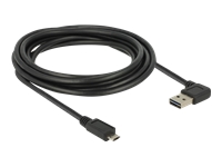 Bild von DELOCK Kabel EASY-USB 2.0 Typ-A Stecker gewinkelt links / rechts > EASY-USB 2.0 Typ Micro-B Stecker schwarz 3 m