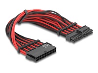 Bild von DELOCK Verlängerungskabel 24 Pin ATX Stecker zu 24 Pin ATX Buchse Textilummantelung rot-schwarz 30cm