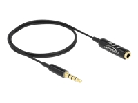 Bild von DELOCK Audio Verlängerungskabel Klinke 3,5mm 4 Pin Stecker zu Buchse Ultra Slim 0,5m schwarz