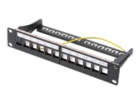 Bild von DIGITUS Modulares Patch Panel geschirmt 12-Port Blank 1HE 25,4cm 10Zoll Rack Mount Farbe schwarz RAL 9005