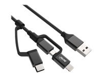 Bild von INLINE 3in1 USB Kabel A Stecker auf Micro-USB Typ-C und Lightning 1,5m schwarz