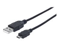 Bild von MANHATTAN USB 2.0 Anschlusskabel 0,5m schwarz USB 2.0 Standard-A-Stecker auf USB 2.0 Micro-B-Stecker