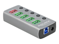 Bild von DELOCK USB 3.2 Gen 1 Hub mit 4 Ports + 1 Schnellladeport mit Schalter und Beleuchtung