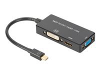 Bild von ASSMANN DisplayPort Konverterkabel mDP - HDMI+DVI+VGA St-Bu/Bu/Bu 0,2m 3in1 Multi-Media Kabel CE sw gold