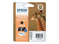 Bild von EPSON T0711 Tinte schwarz hohe Kapazität 2 x 11.1ml 2-pack blister ohne Alarm