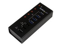 Bild von STARTECH.COM 4 Port USB 3.0 Hub plus 3 Ladeanschlüssen (2x 1A & 1x 2A) - Metallgehäuse zur Wandmontage - USB Hub mit Ladeports