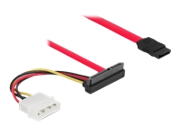 Bild von DELOCK Kabel SATA 6 Gb/s 7 Pin Buchse + Molex 4 Pin Strom Stecker > SATA 22 Pin Buchse oben gewinkelt 50cm