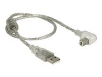 Bild von DELOCK Kabel USB 2.0 A Stecker > USB 2.0 B Stecker 90G gewinkelt unten 0,5 m transparent