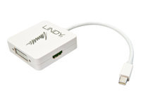 Bild von LINDY Mini-DP 1.2 an HDMI 4K30/DVI/VGA Adapter. Mini-DisplayPort Stecker/3x Buchse