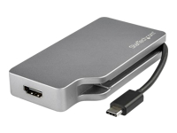 Bild von STARTECH.COM USB C Multiport Adapter - Space Gray - USB-C zu VGA / DVI / HDMI / mDP - 4K USB C Adapter - USB C auf HDMI Adapter