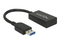 Bild von DELOCK Konverter USB 3.1 Gen 2 Typ-A Stecker > USB Type-C Buchse Aktiv schwarz 15 cm