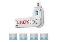 Bild von LINDY USB Portschloesser 4xBLAU+Key 4 Schloesser mit 1 Schluessel