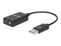 Bild von MANHATTAN USB-A auf Klinke Audioadapter USB-A Stecker auf 3,5 mm Klinkenbuchsen fuer Mikrofoneingang und Audioausgang schwarz