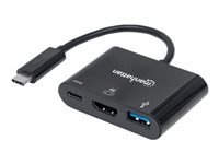 Bild von MANHATTAN USB Typ C HDMI Dock-Konverter USB 3.1 Typ C-Stecker auf HDMI USB Typ A-Buchse und USB Typ C-Buchse Multiport-Konverter