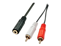 Bild von LINDY Audiokabel Stereo 3.5mm female / 2x RCA male 25cm vergoldet