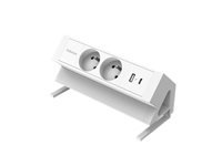 FELLOWES PRISE POUR BUREAU ÉLECTRIQUE TYPE E - BLANC Équipé de 2 x prise de courant 230v 1 x port USB-A 18w max et 1 x port USB-C