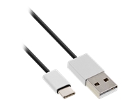 Bild von INLINE USB 2.0 Kabel Typ C Stecker an A Stecker schwarz, Alu flexibel 5m