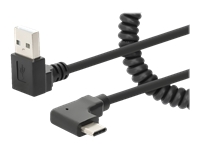 Bild von MANHATTAN Spiralkabel USB-A auf USB-C Ladekabel Stecker/Stecker 1m verknotungsfrei Winkelstecker keine Datenübertragung schwarz