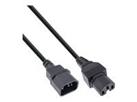 Bild von INLINE BULK 40er Netzkabelverlaengerung Warmgeraetestecker gerade C15 auf Buchse gerade C14 1,8m schwarz