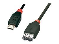 Bild von LINDY USB 2.0 Kabel Typ  Micro-B / A OTG, 0,5m Micro-B Stecker an A Kupplung