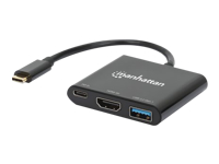 Bild von MANHATTAN USB-C auf HDMI 3-in-1 Docking-Konverter mit Power Delivery 100W HDMI 4K30Hz USB-A 5Gbit/s Buchsen Passthrough-Ladeanschl.