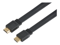 Bild von TECHLY High Speed HDMI mit Ethernet Flachkabel 4K 60Hz 5m schwarz HDMI Stecker mit Goldbeschichtung AWG30 Kabel doppelte Abschirmun