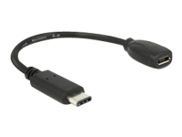 Bild von DELOCK Adapterkabel USB Type-C 2.0 Stecker > USB 2.0 Micro-B Buchse 15 cm schwarz