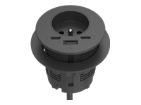 FELLOWES Power-Spot French Socket Incl. USB A + C Charge and USB C data extension - Black