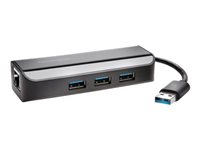 Bild von KENSINGTON UA3000E USB 3.0 Ethernet-Adapter & 3 Port Hub – schwarz
