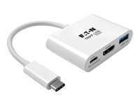 EATON TRIPPLITE USB-C to HDMI Adapter with USB-A Port and PD Charging HDCP White