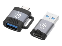 Bild von MANHATTAN 2-teiliges Set USB-C auf USB-A-Adapter und USB-A auf USB-C-Adapter USB 3.2 Gen 1 5 Gbit/s 3 A Aluminium schwarz Grau