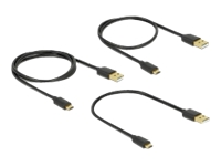 Bild von DELOCK Daten- und Schnellladekabel USB 2.0 Typ-A Stecker > USB 2.0 Typ Micro-B Stecker 3 Stück Set schwarz