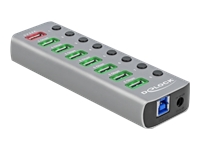 Bild von DELOCK USB 3.2 Gen 1 Hub mit 7 Ports + 1 Schnellladeport + 1 USB-C PD 3.0 Port mit Schalter und Beleuchtung