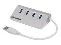 Bild von MANHATTAN 4-Port USB 3.0 Hub 4 USB 3.0 Typ A-Ports Aluminiumgehaeuse Stromversorgung ueber USB oder Netzteil