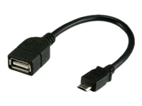 Bild von TECHLY USB2.0 Anschlusskabel OTG schwarz Buchse Typ A auf Stecker Typ Micro B  20cm
