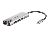 Bild von D-LINK DUB-M520 USB-C 5-Port USB 3.0 Hub mit HDMI und Ethernet und USB-C Ladeanschluss