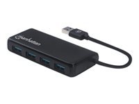 Bild von MANHATTAN 4-Port USB 3.2 Gen 1 Hub Vier USB-A-Ports 5 Gbit/s Datenuebertragungsraten Stromversorgung ueber USB schwarz