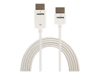 Bild von TECHLY HDMI High Speed Kabel Ultra Slim mit Ethernet AWG36 Kabel 1m weiss Stecker A auf Stecker A vergoldete Steckverbinder